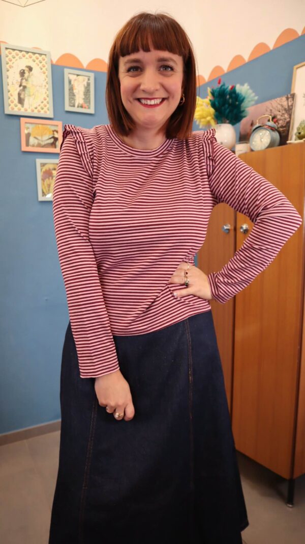 Maglia RIGHE BORDÓ/ROSA