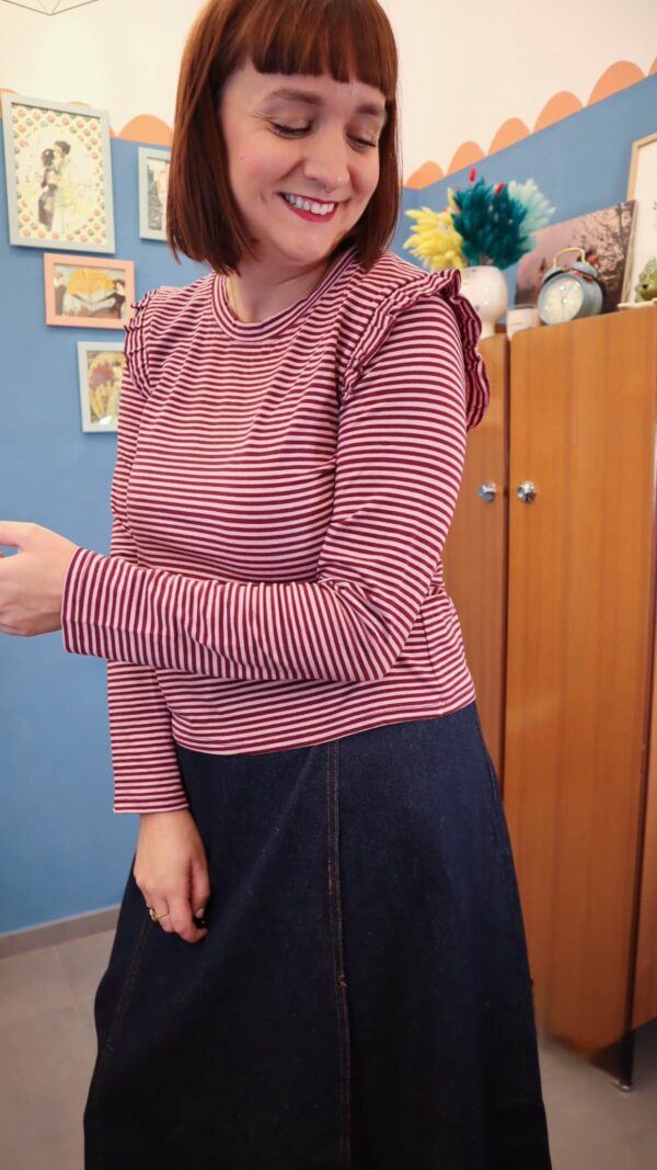 Maglia RIGHE BORDÓ/ROSA