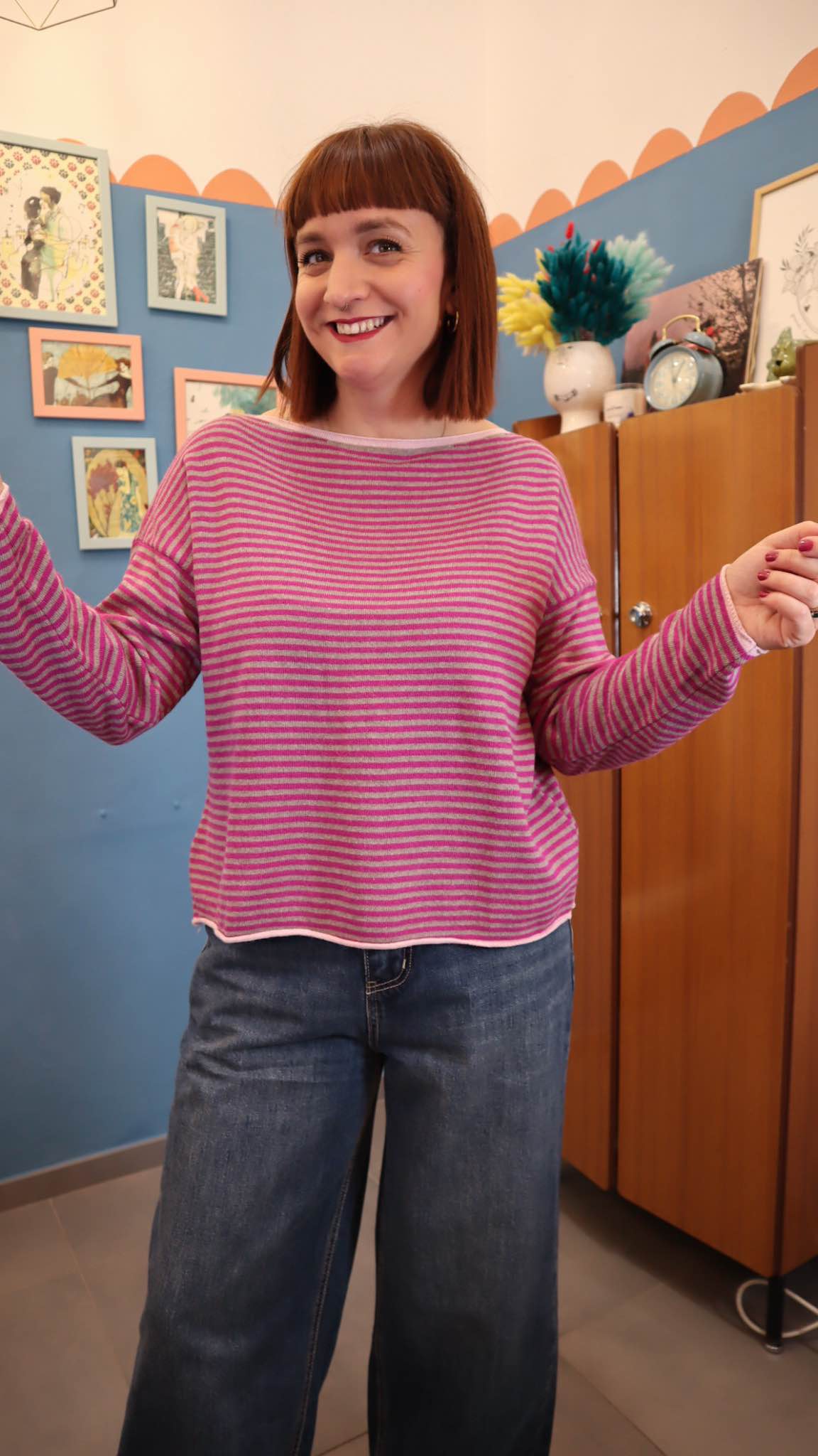 Maglione SIMPLE GRIGIO/FUCSIA - immagine 3