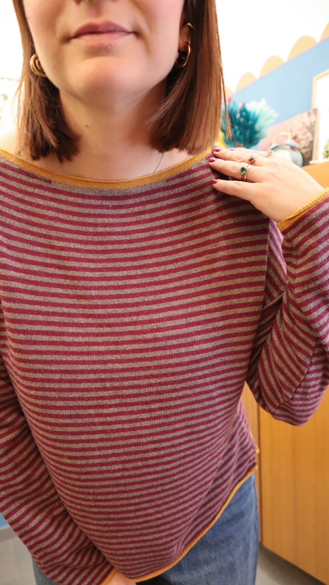 Maglione SIMPLE BORDÓ/GRIGIO - immagine 2