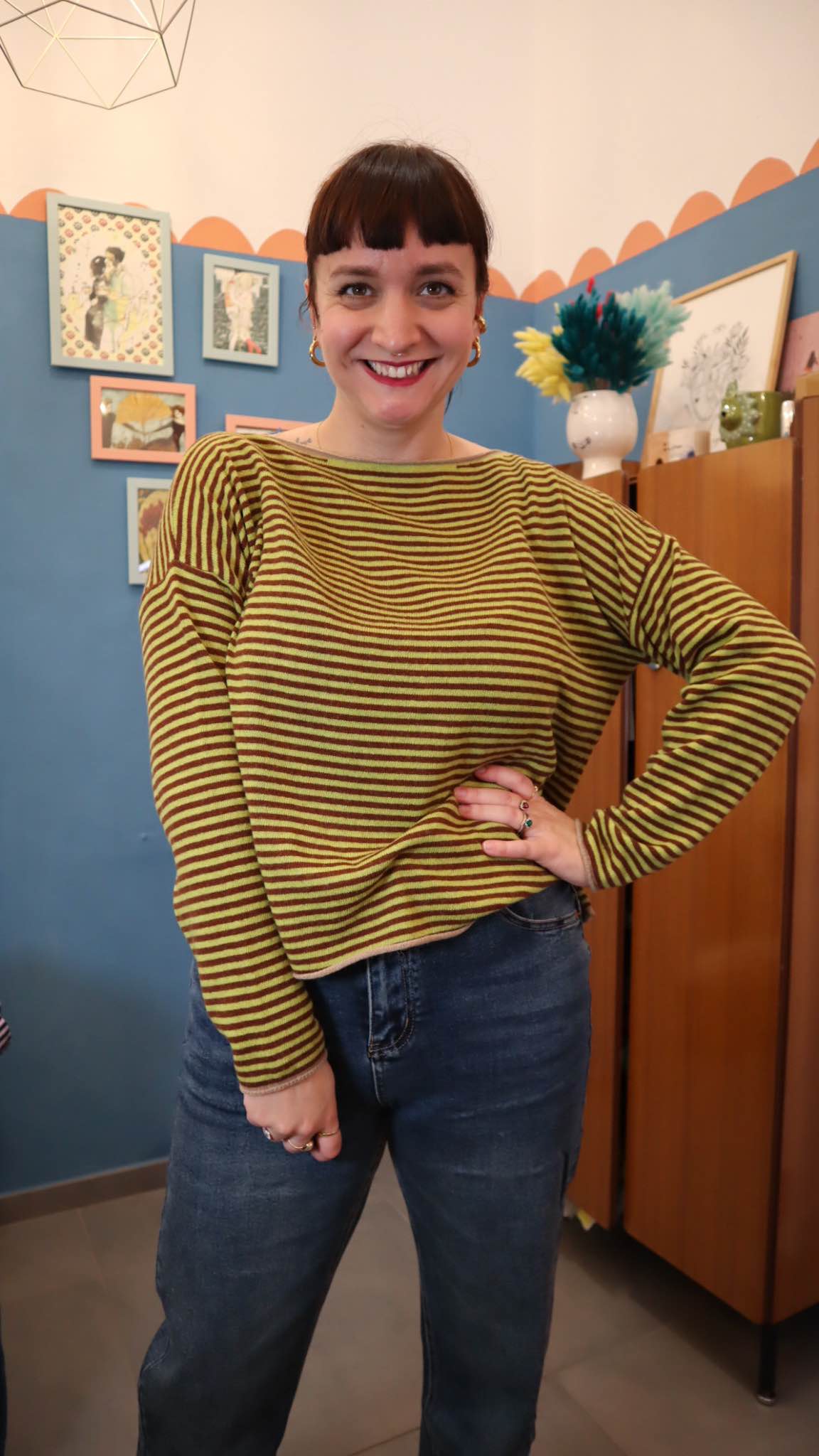 Maglione SALMO marrone/verde acido