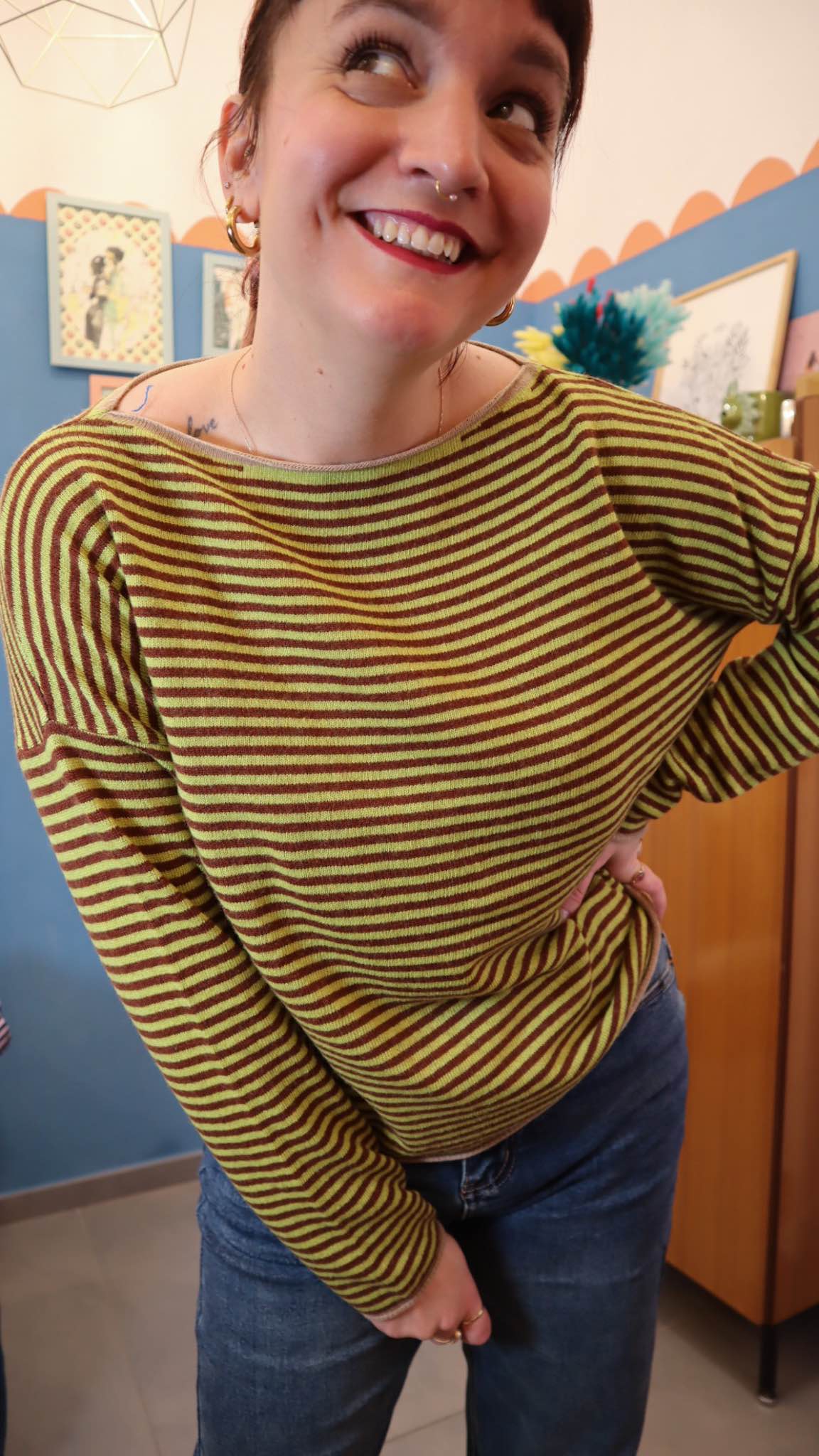 Maglione SALMO marrone/verde acido - immagine 2