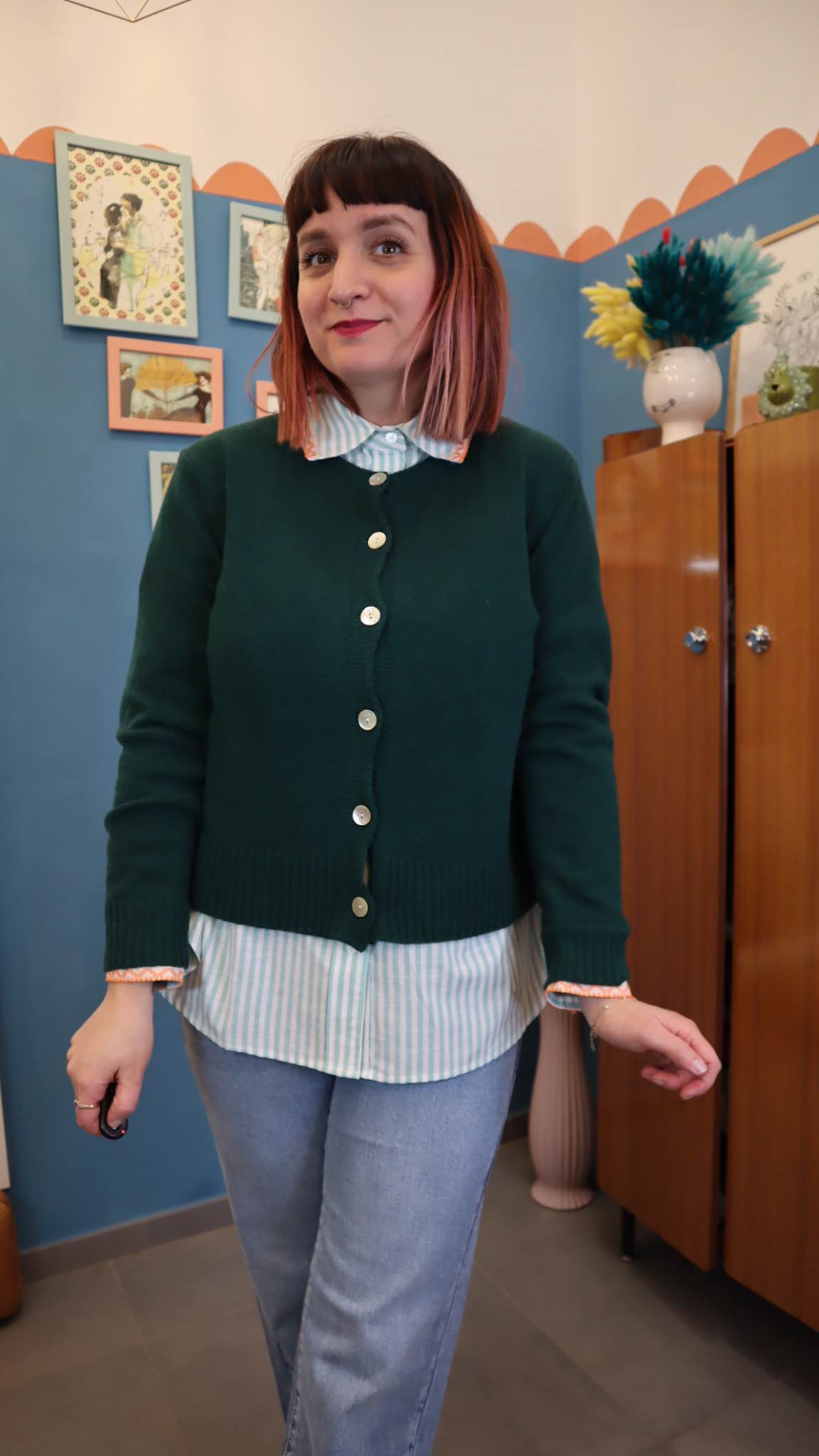 Cardigan BASIC GREEN - immagine 3