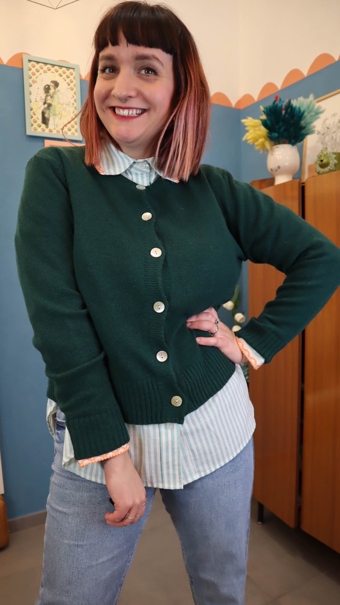 Cardigan BASIC GREEN - immagine 2